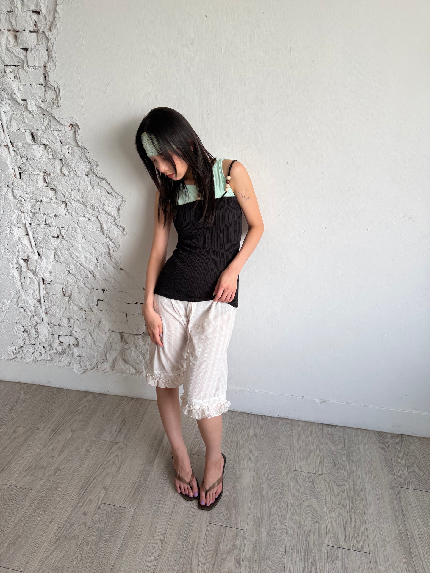 Beaded Ribbed Flat Vest