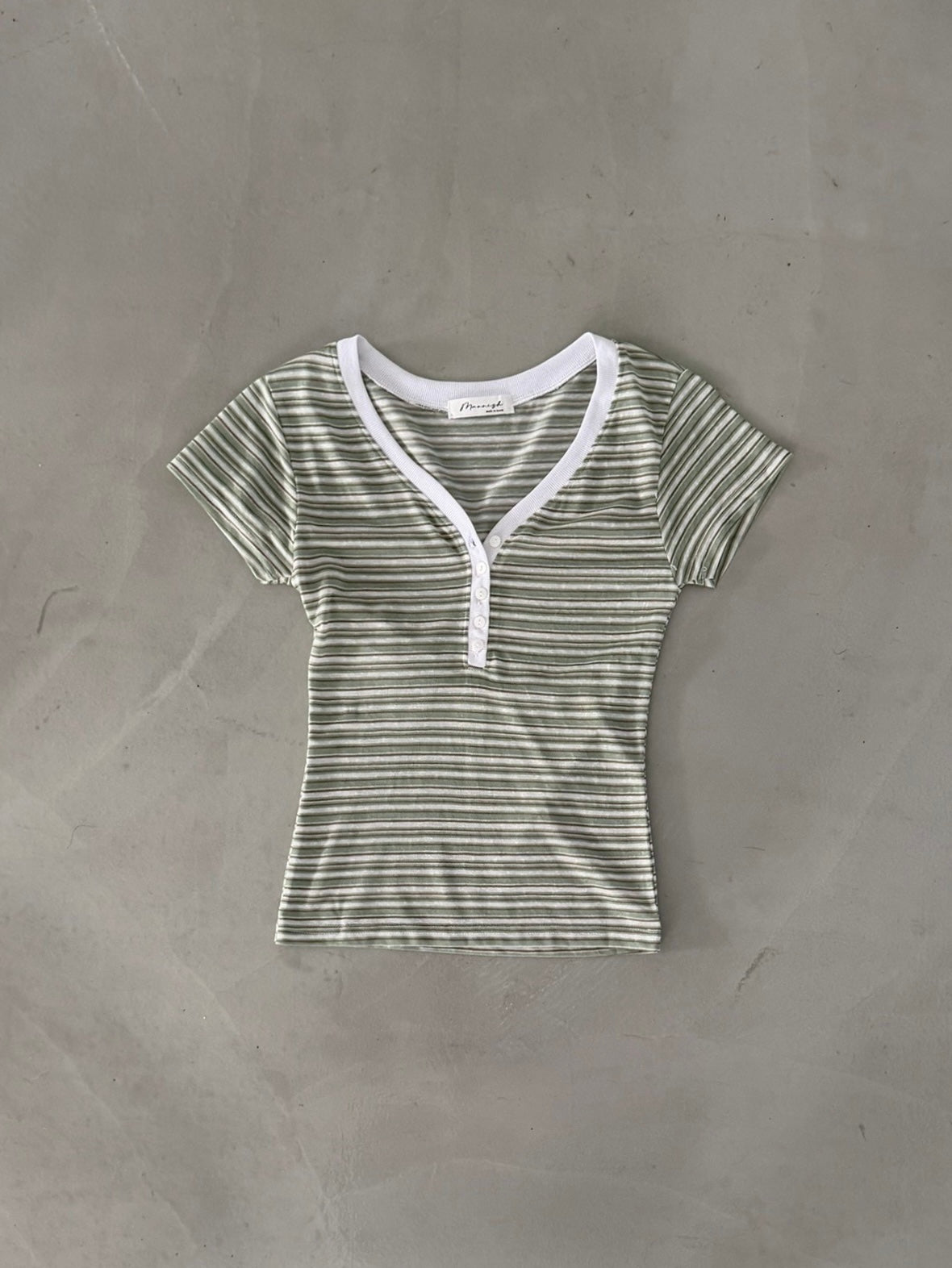Mint Stripe Henley Tee