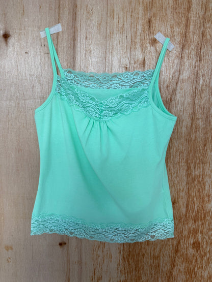 Lace-detail button-front tank top