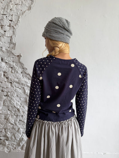 polka dot patchwork long-sleeved top