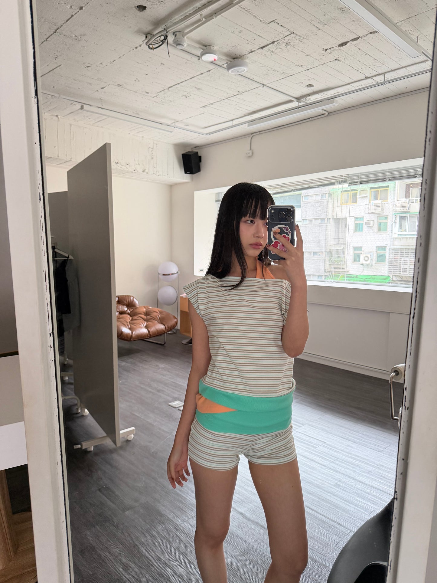 Striped Color-Block Top and Shorts Set