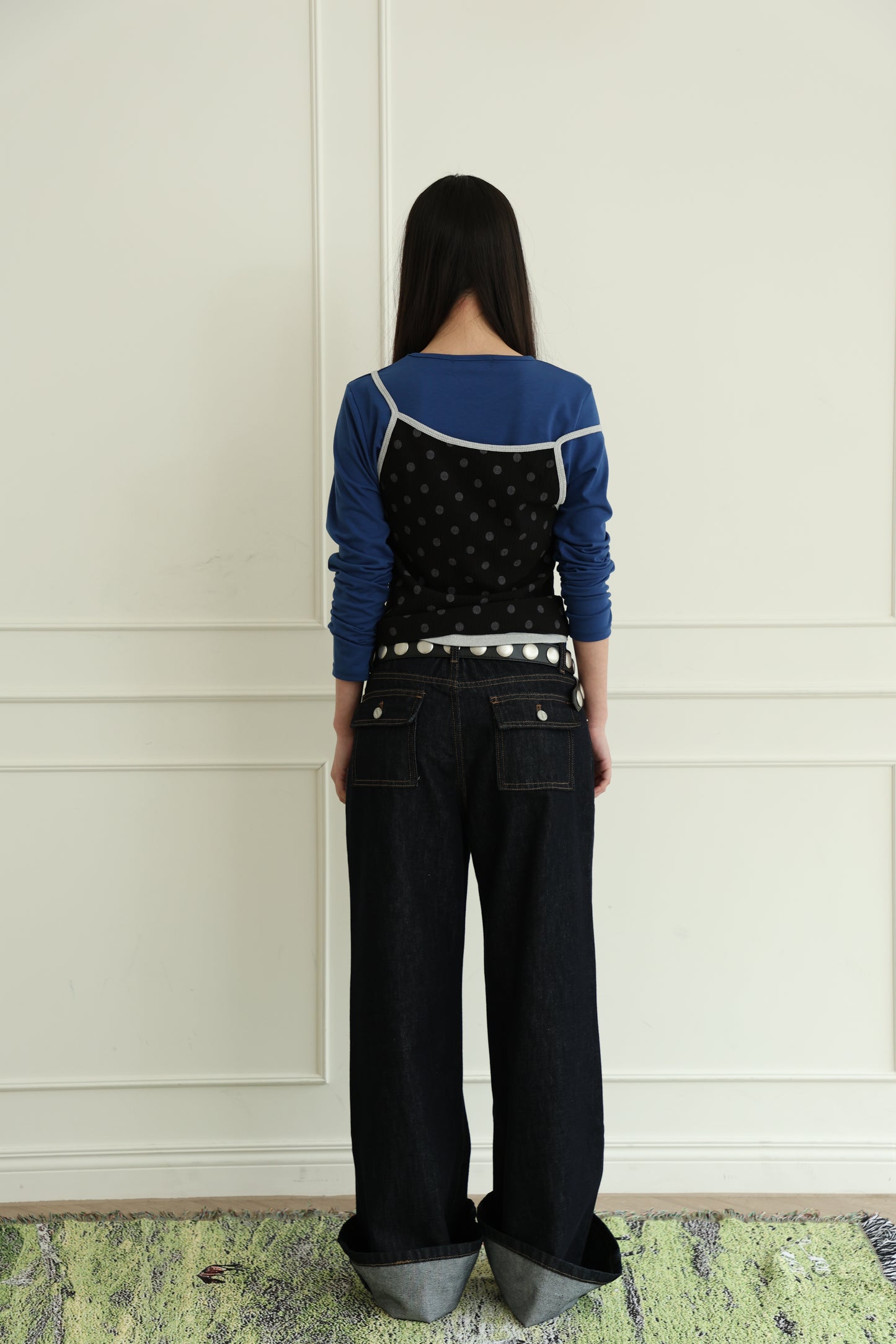 Button-up low-rise flared jeans