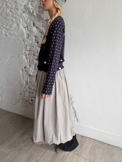 polka dot patchwork long-sleeved top