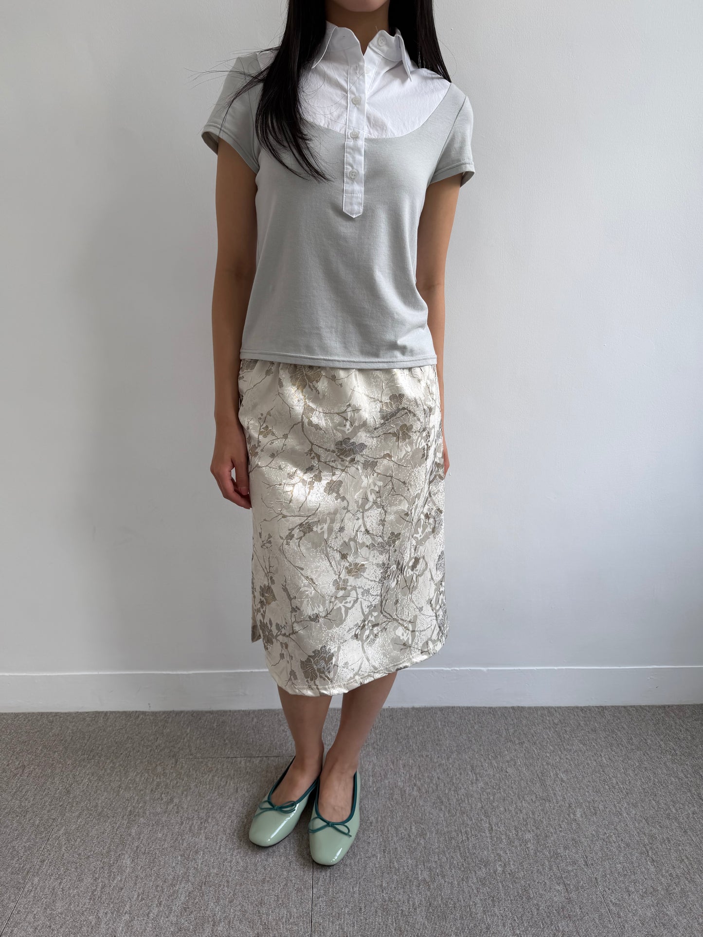 Floral Textured Midi Skirt