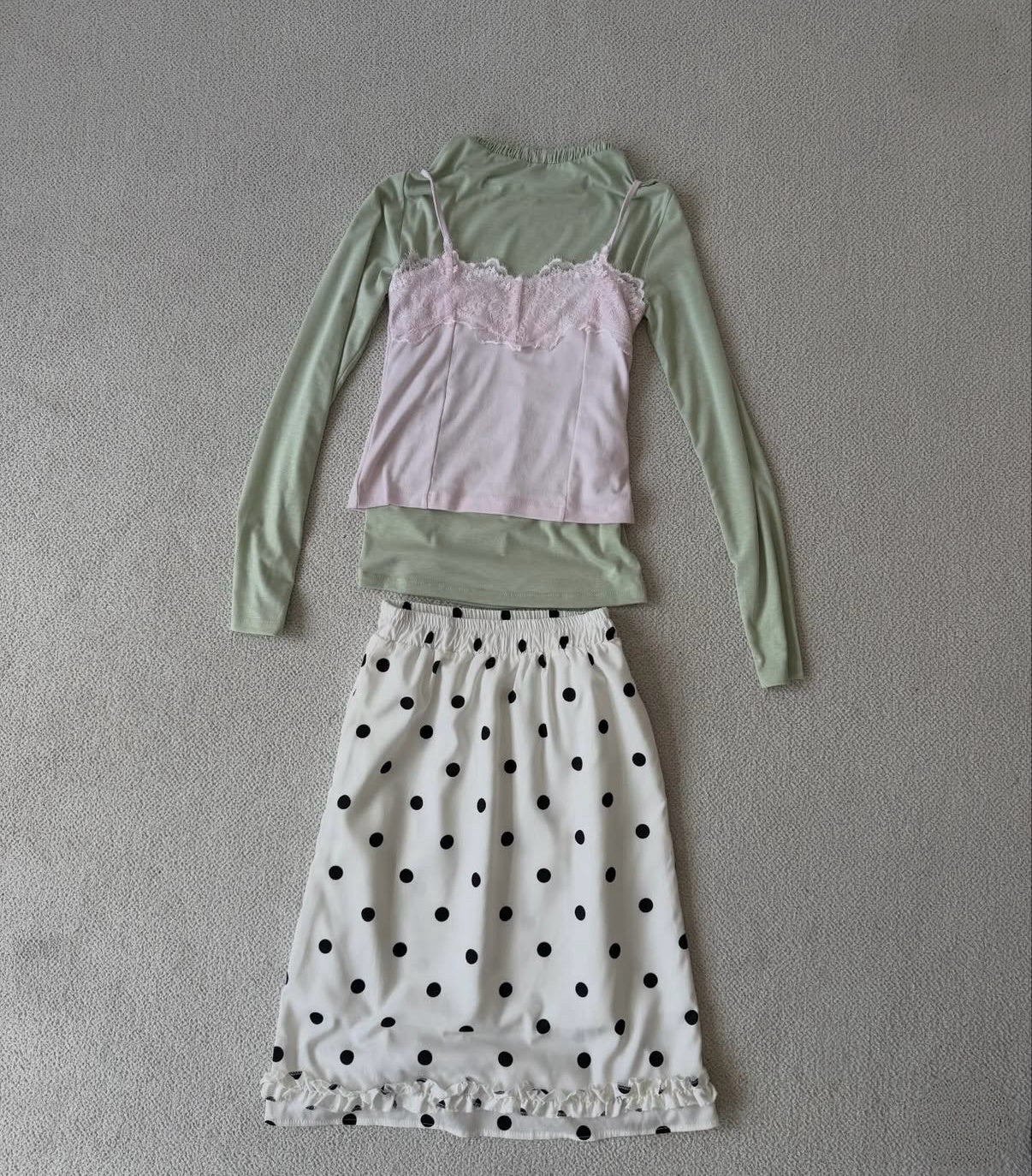 Polka Dot Ruffle Midi Skirt