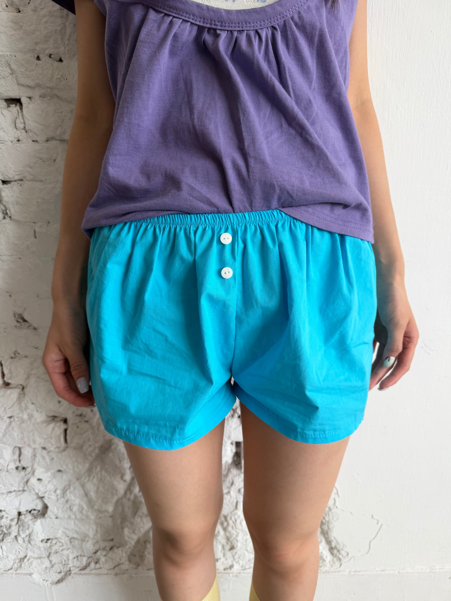 Nylon button-up shorts