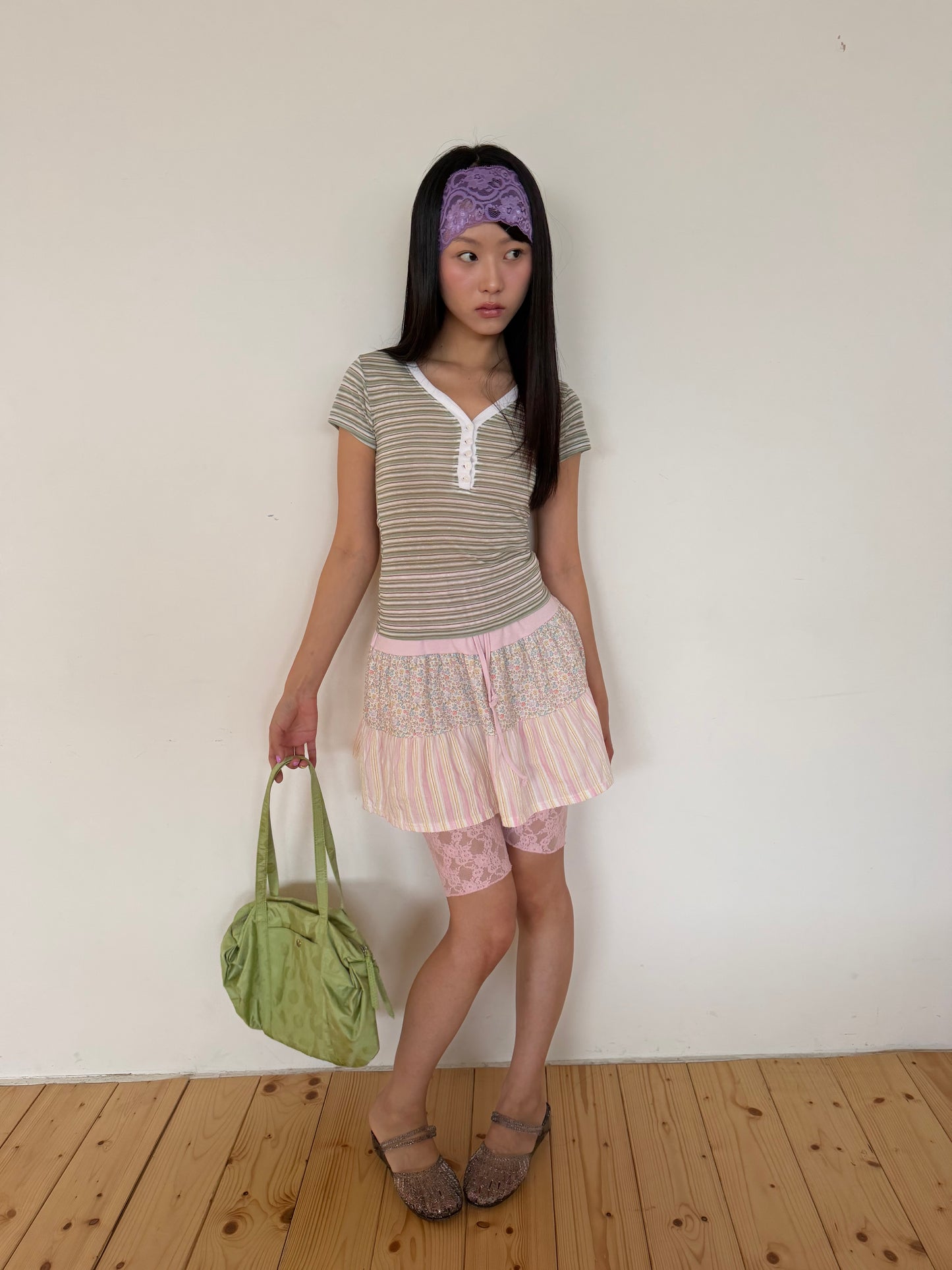 Floral patchwork mini skirt
