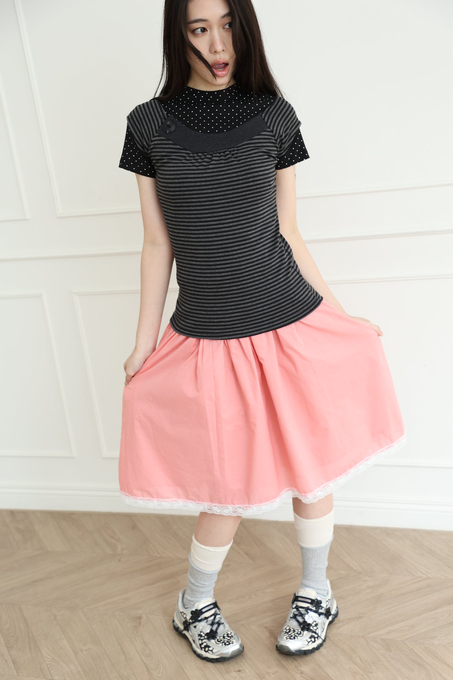 Brightly colored lace puff skirt