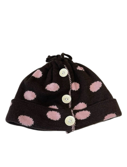 Polka dot knit button hat
