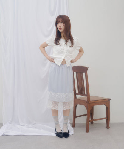 （sale 至9/21 22:00）Discoat umm. 蕾絲拼接緞面裙