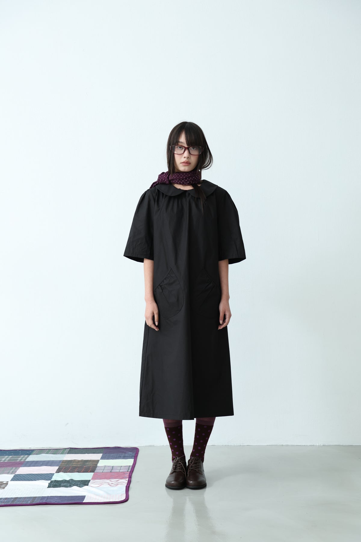 Cream Collar Pocket Dress