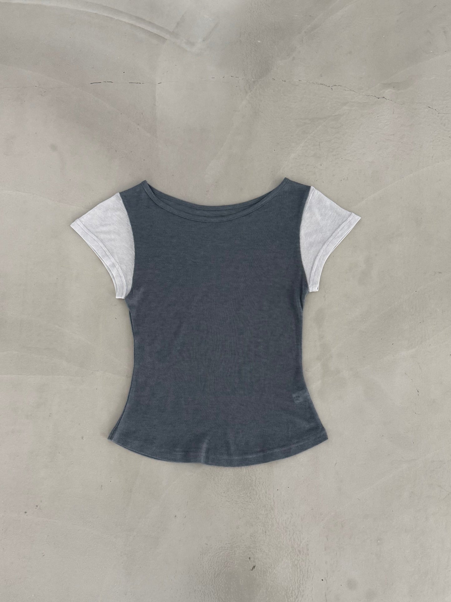 Asymmetrical short-sleeved top