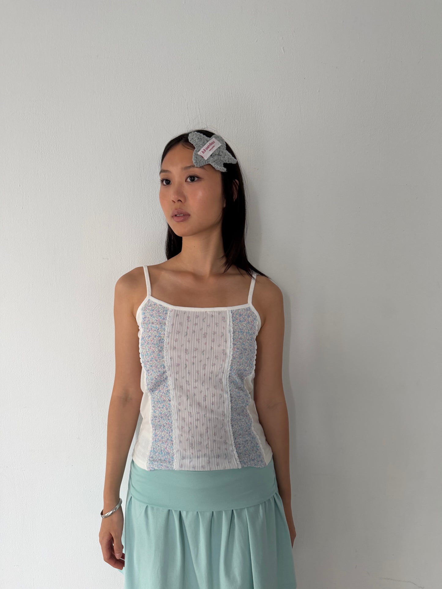 Floral patchwork spaghetti strap vest