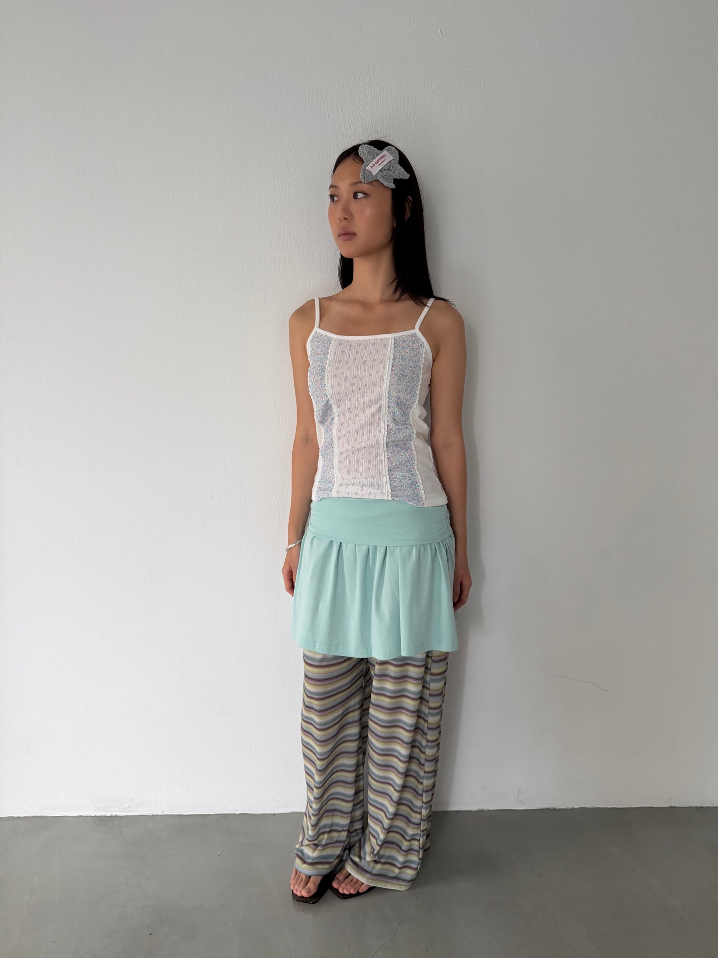 Floral patchwork spaghetti strap vest