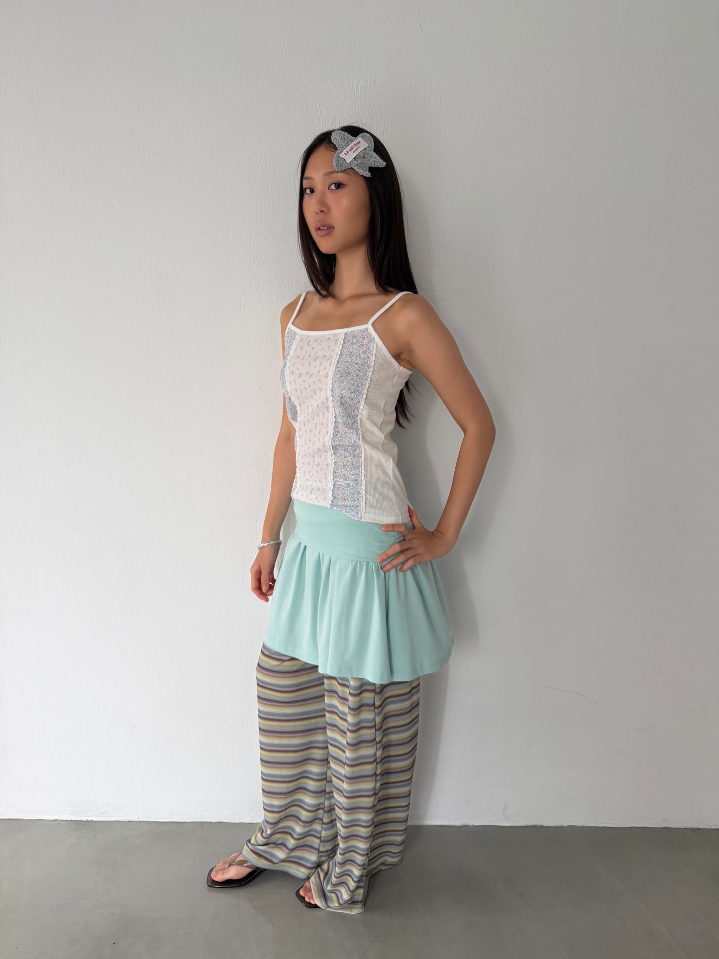 Floral patchwork spaghetti strap vest