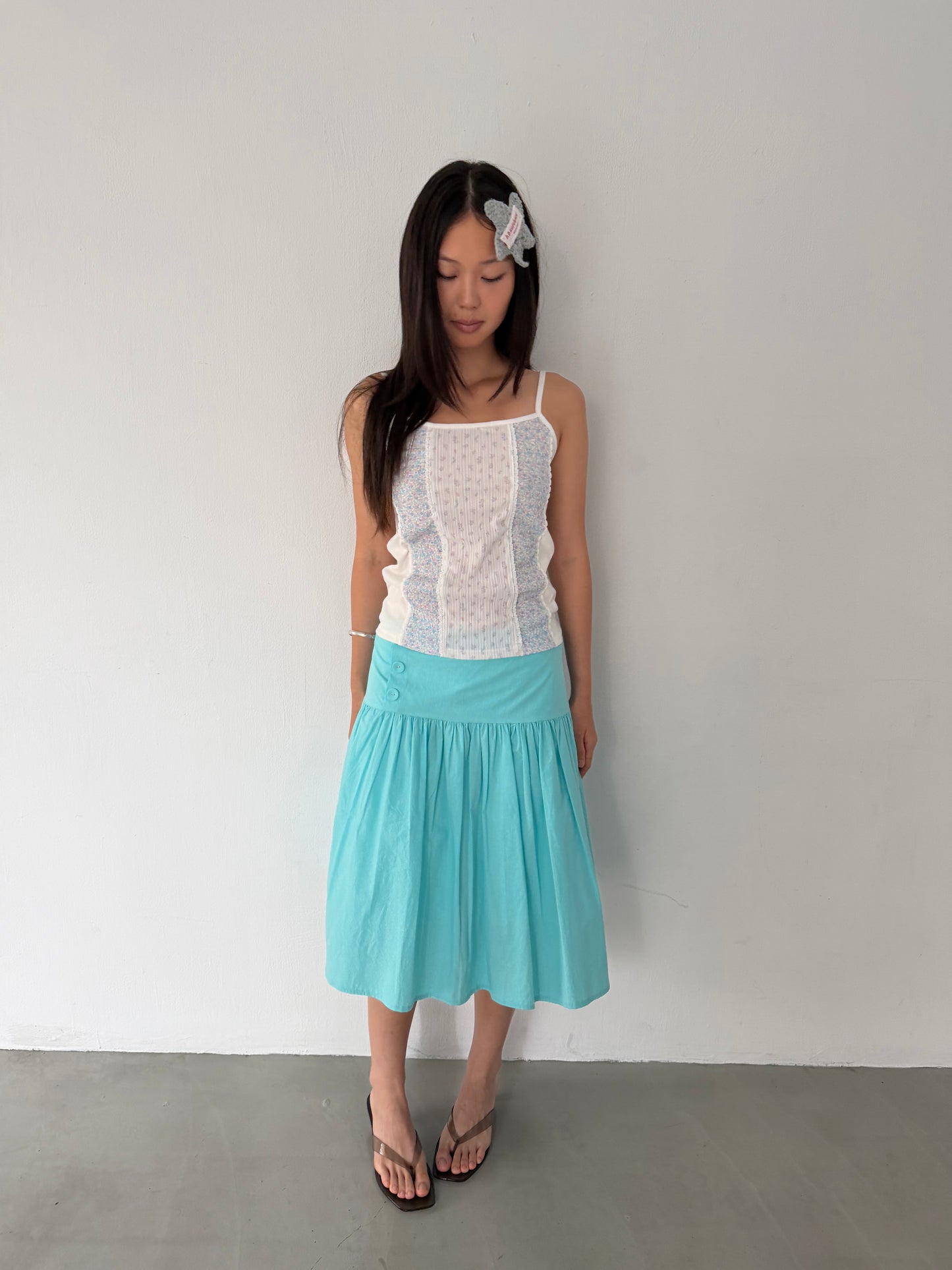 Floral patchwork spaghetti strap vest