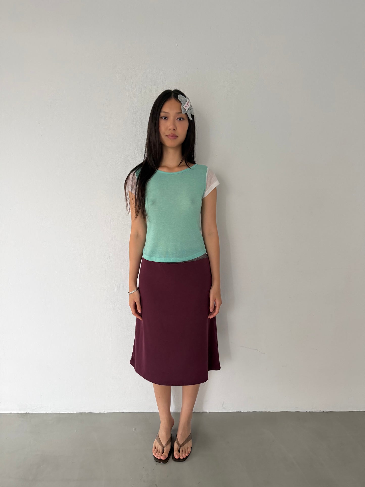 Asymmetrical short-sleeved top
