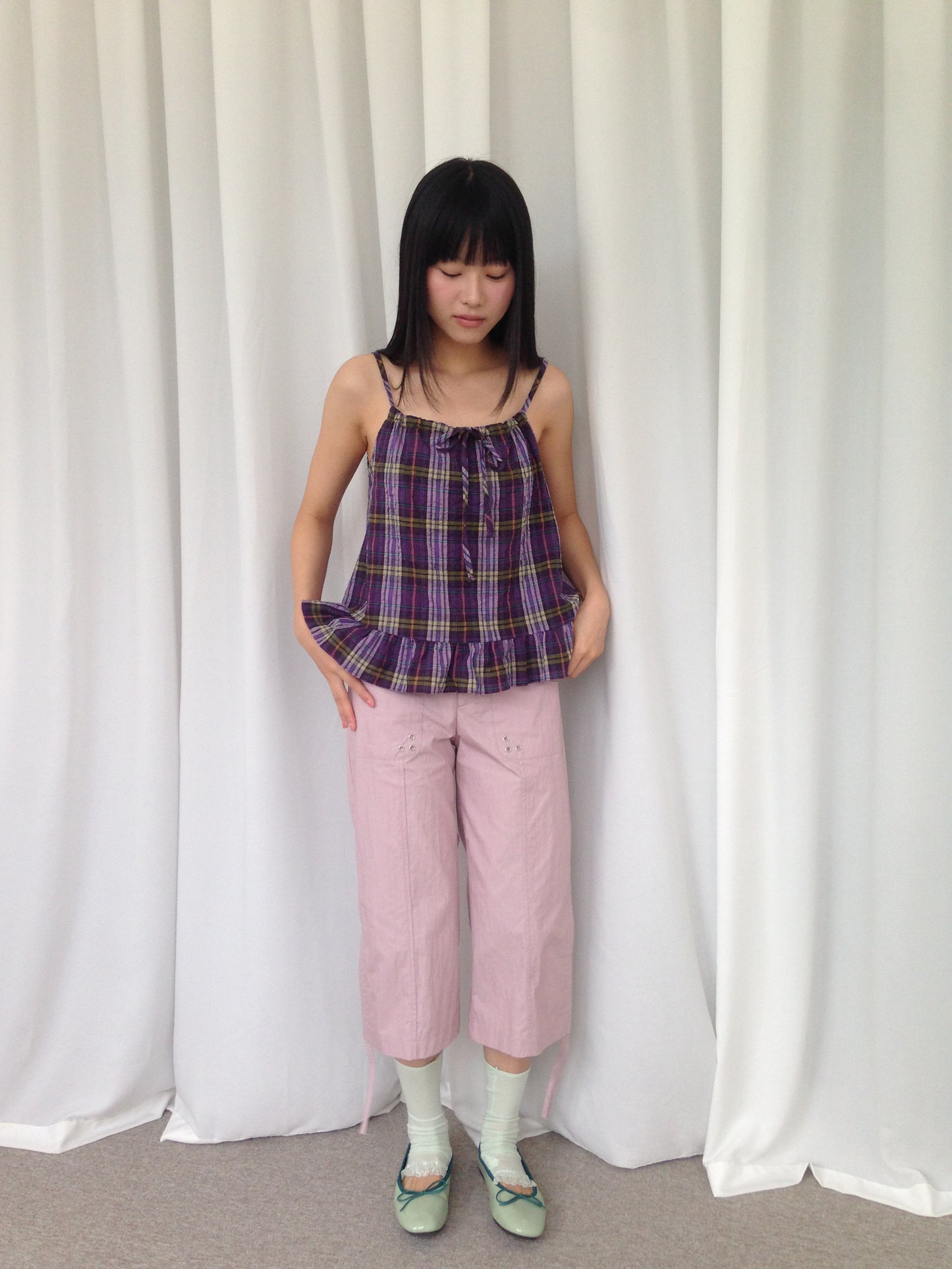 Studded Eyelet Capri Pants
