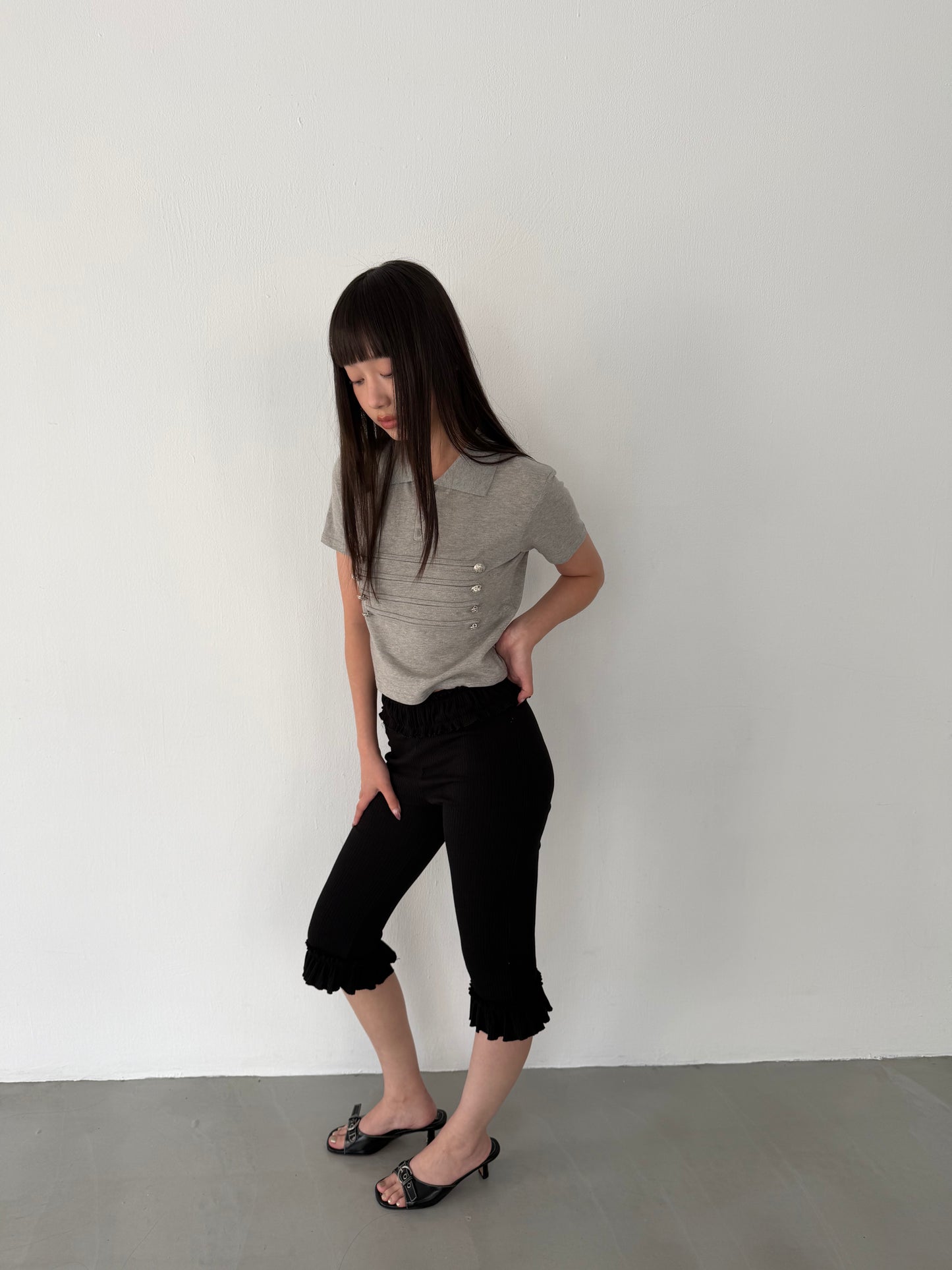 British style polo short-sleeved top