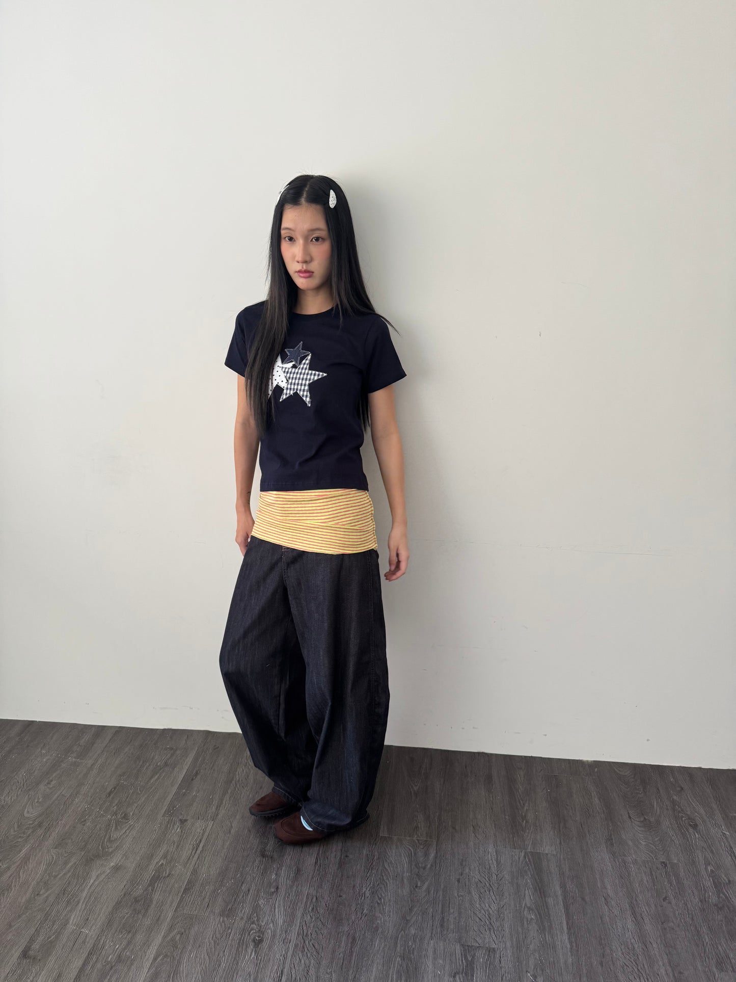 圓點條紋掛脖上衣