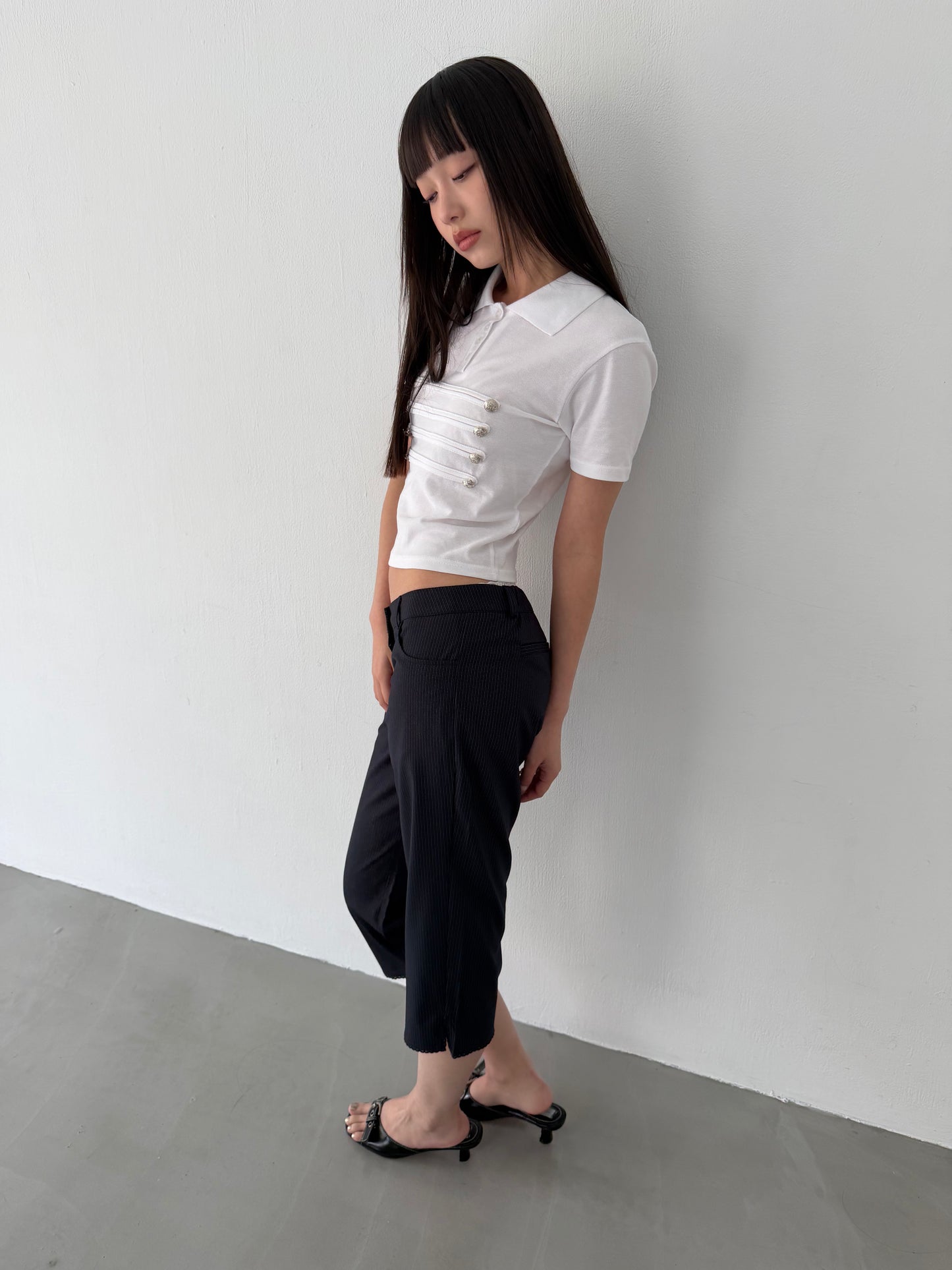 British style polo short-sleeved top