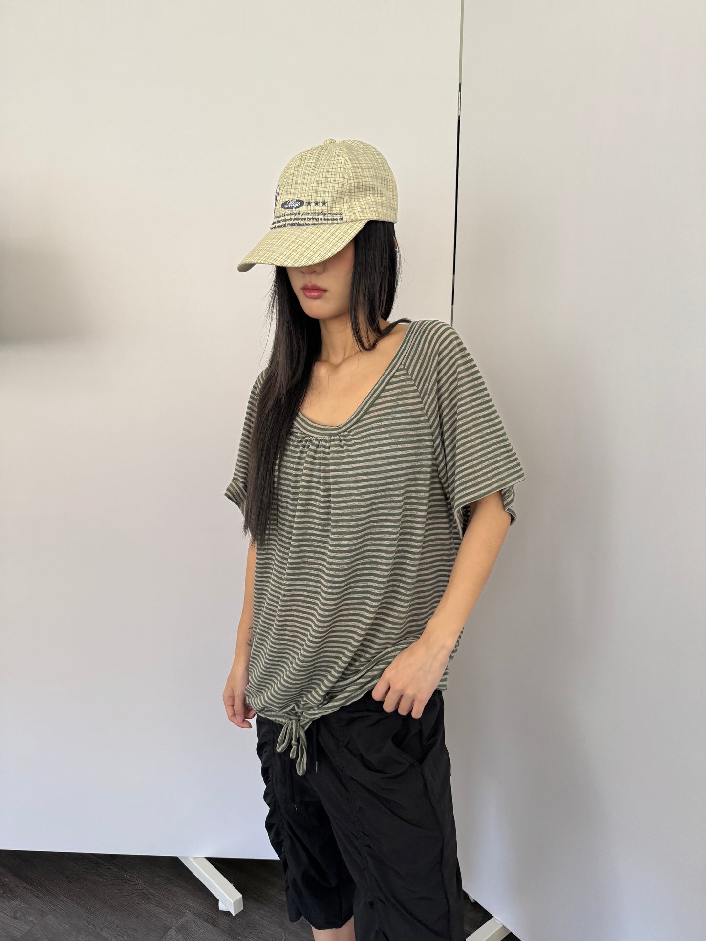 Loose striped long top