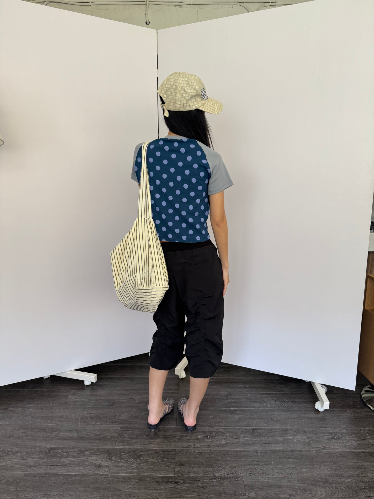 Large Polka Dot Patchwork Sleeve T-shirt
