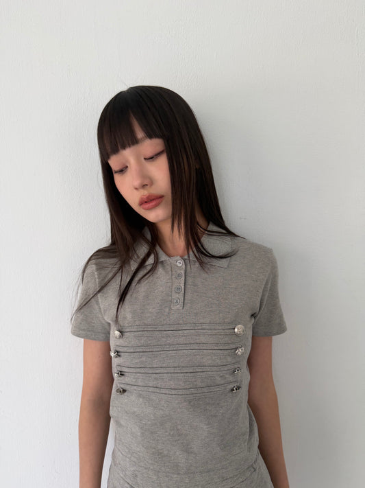 British style polo short-sleeved top