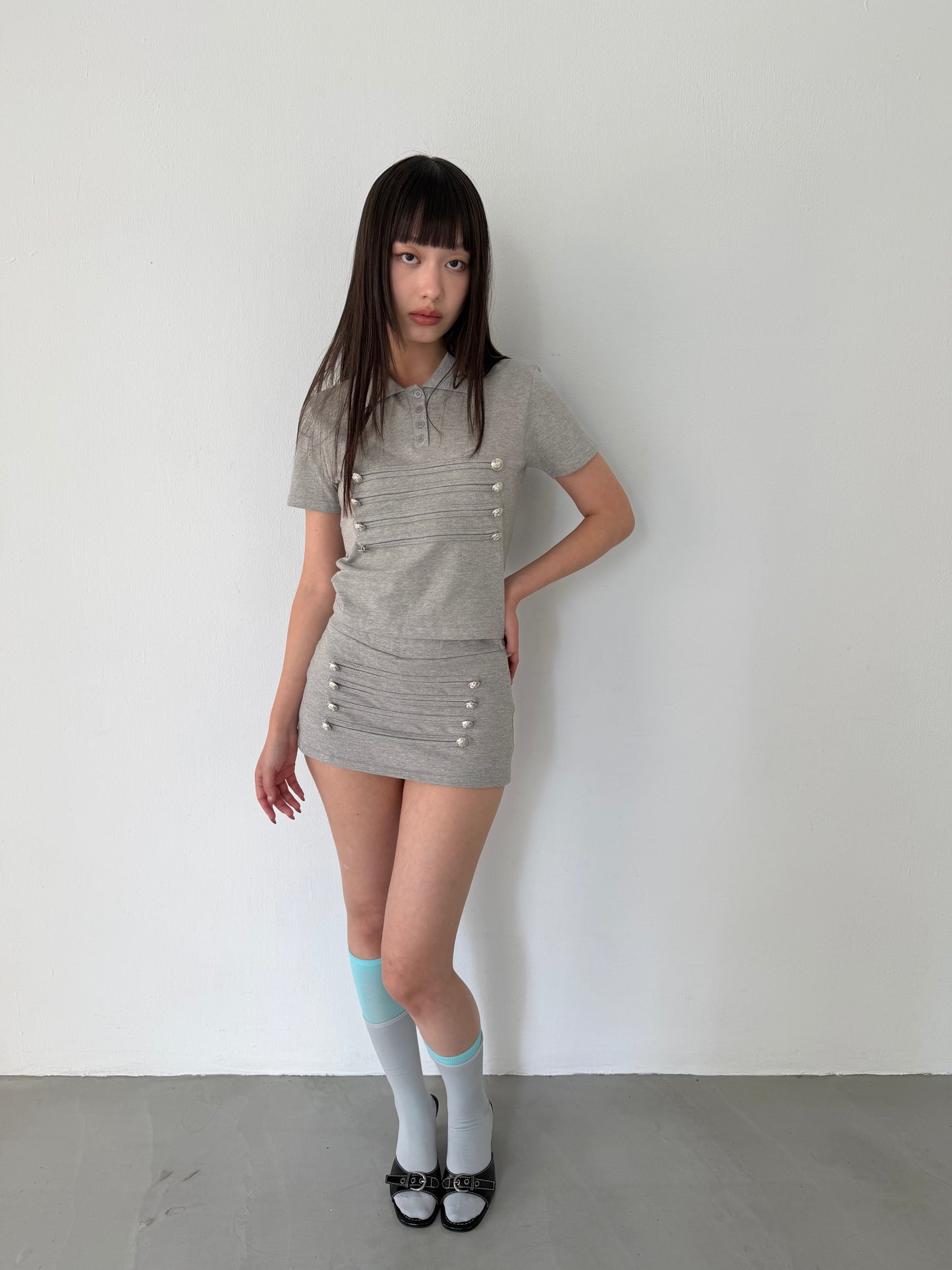 British style polo short-sleeved top