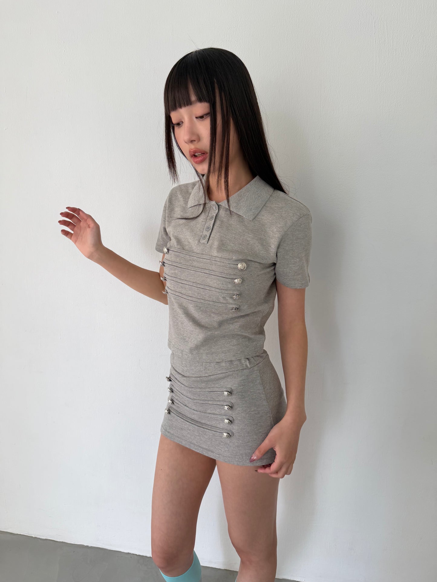 British style polo short-sleeved top