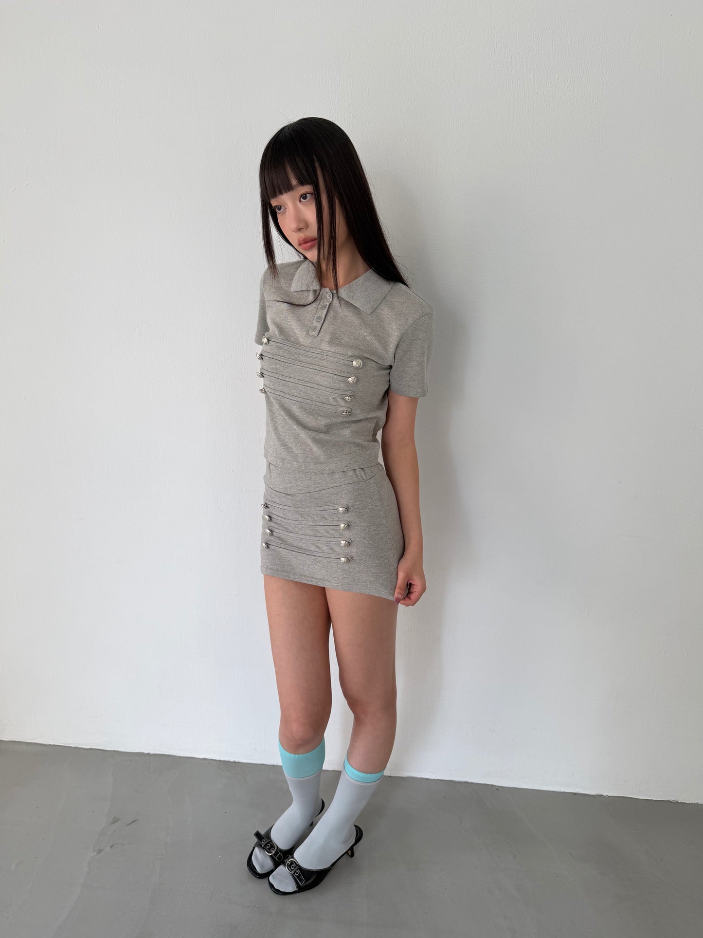 British style polo short-sleeved top