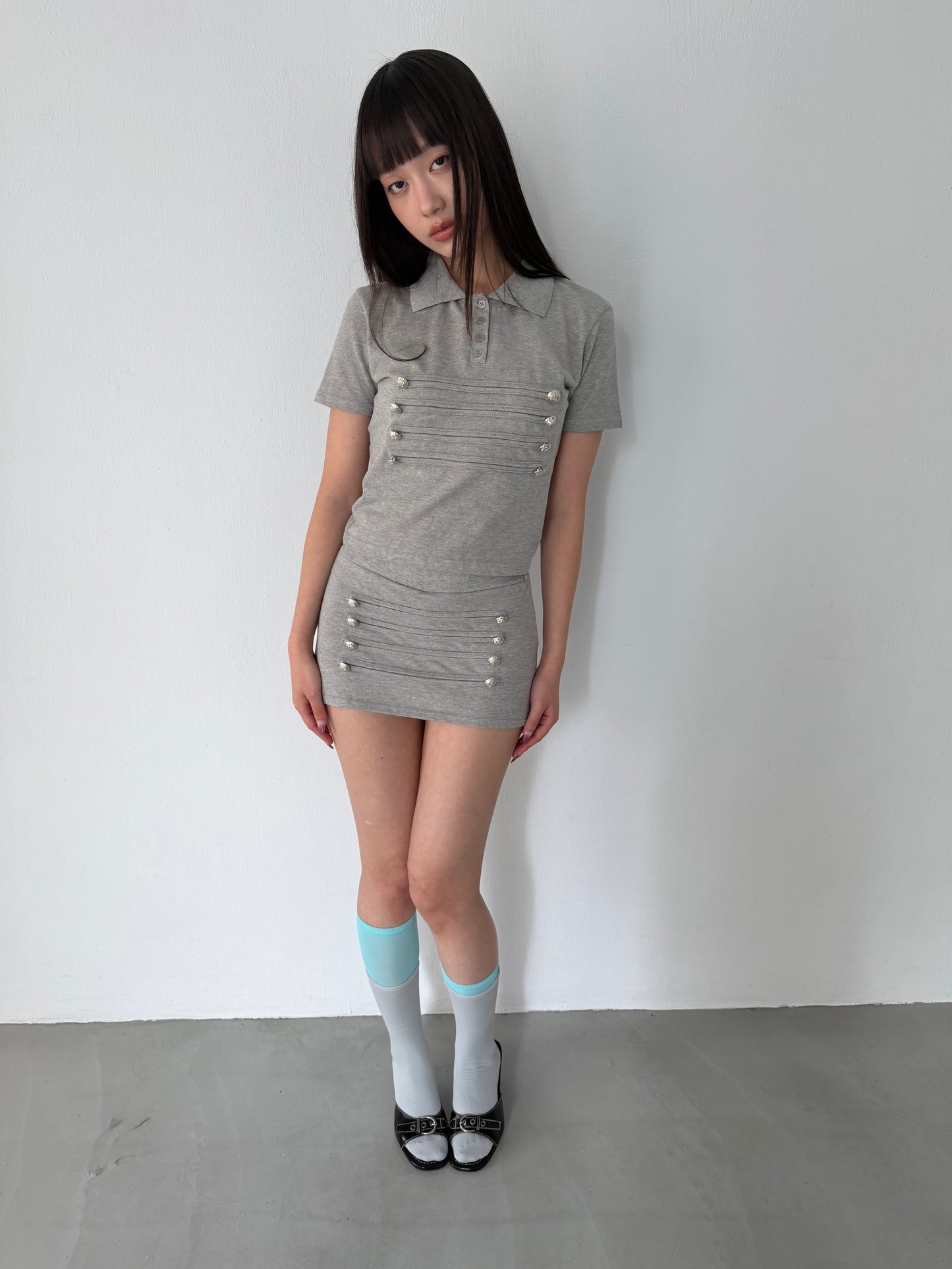 British style polo short-sleeved top