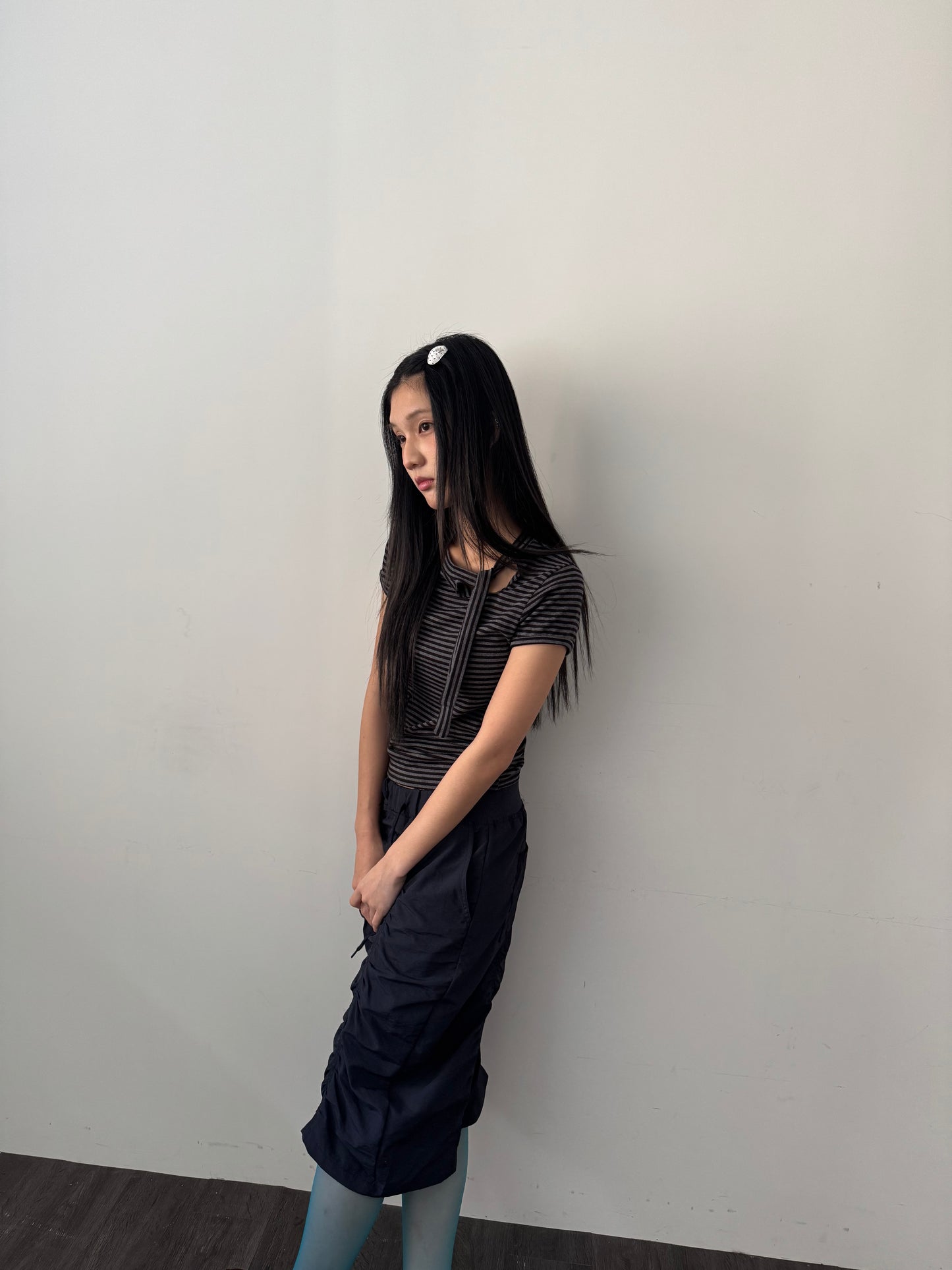 Crinkled Nylon Capri Pants