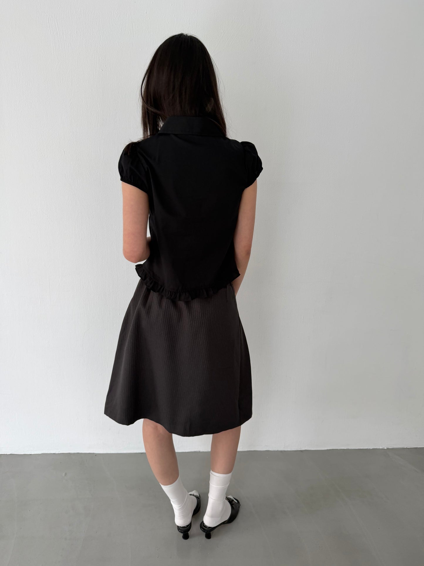 Studded striped suit pleated skirt