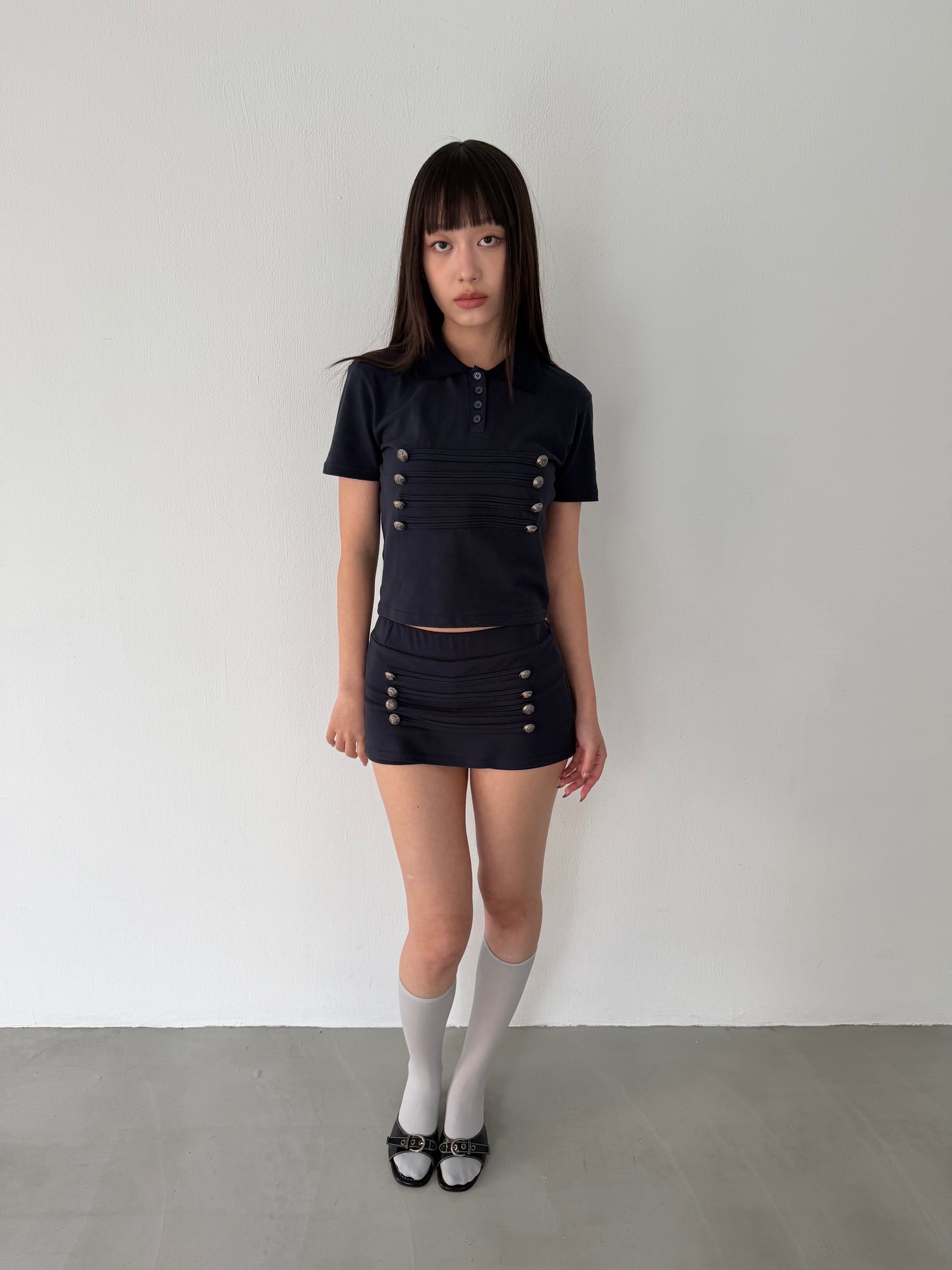 British style polo short-sleeved top