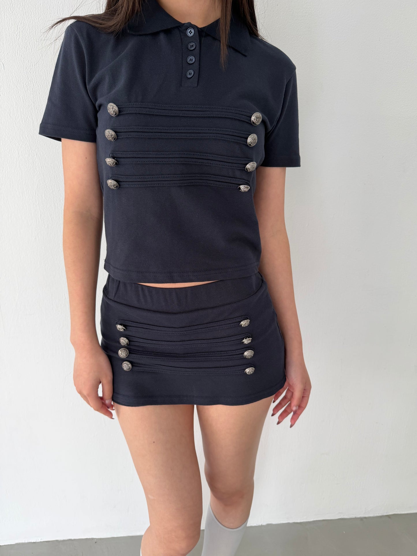 British style polo short-sleeved top