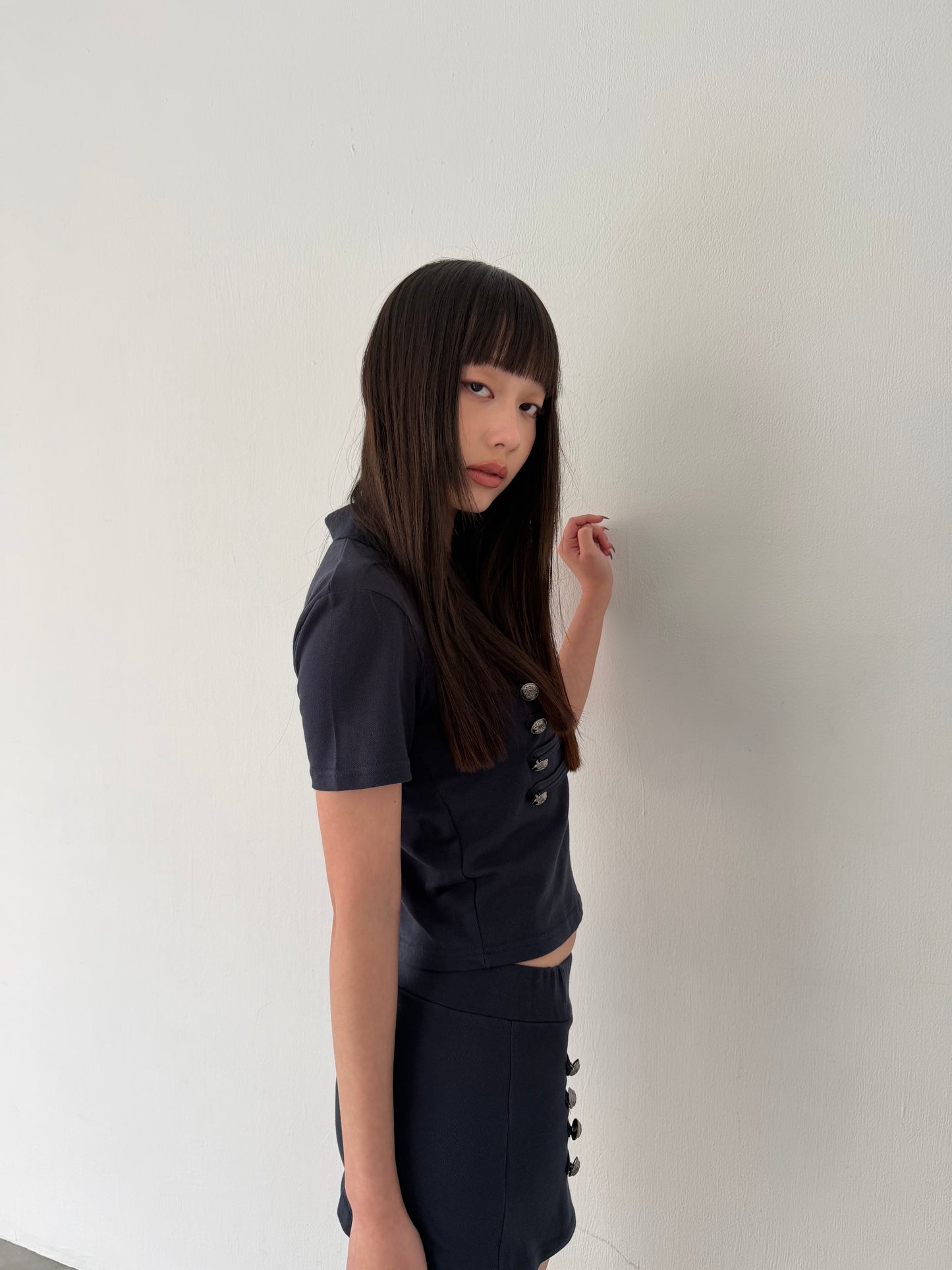 British style polo short-sleeved top