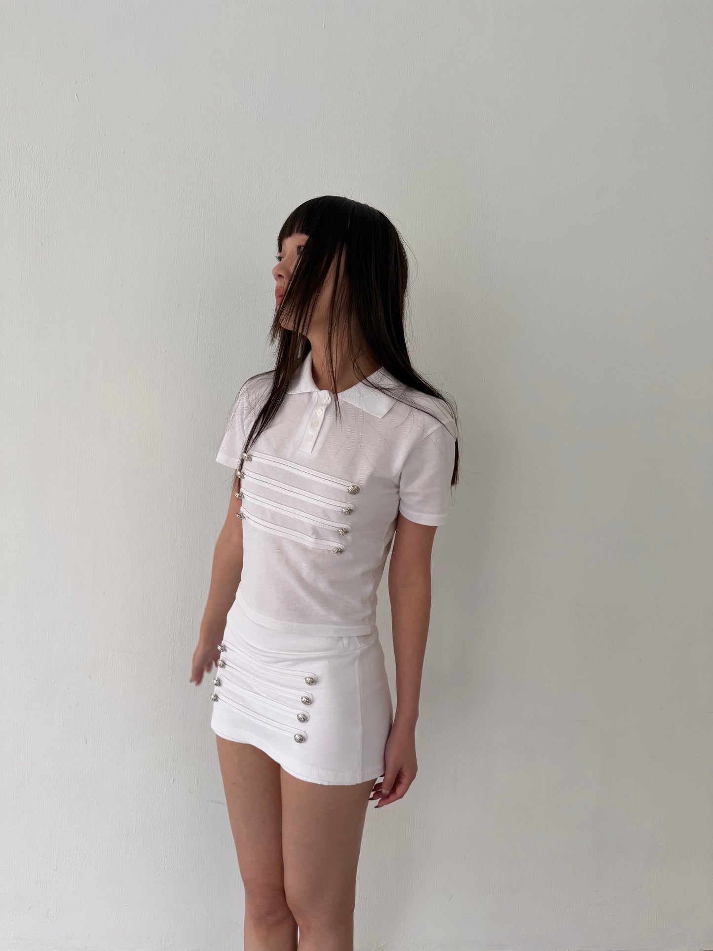 British style polo short-sleeved top