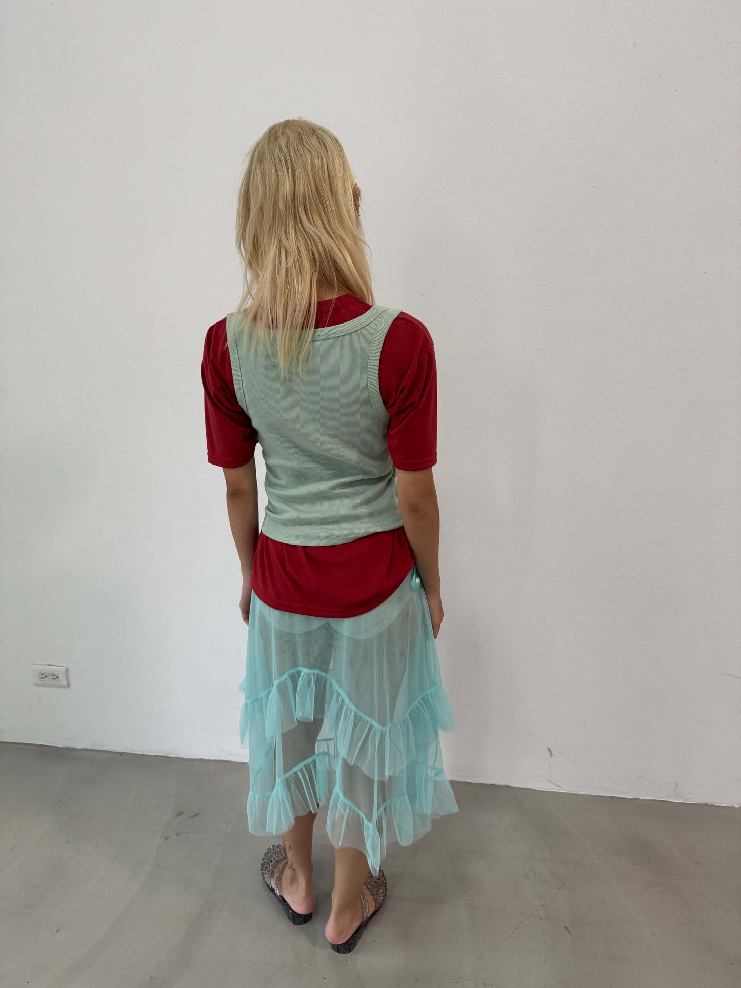 Mint Veil Tiered Skirt