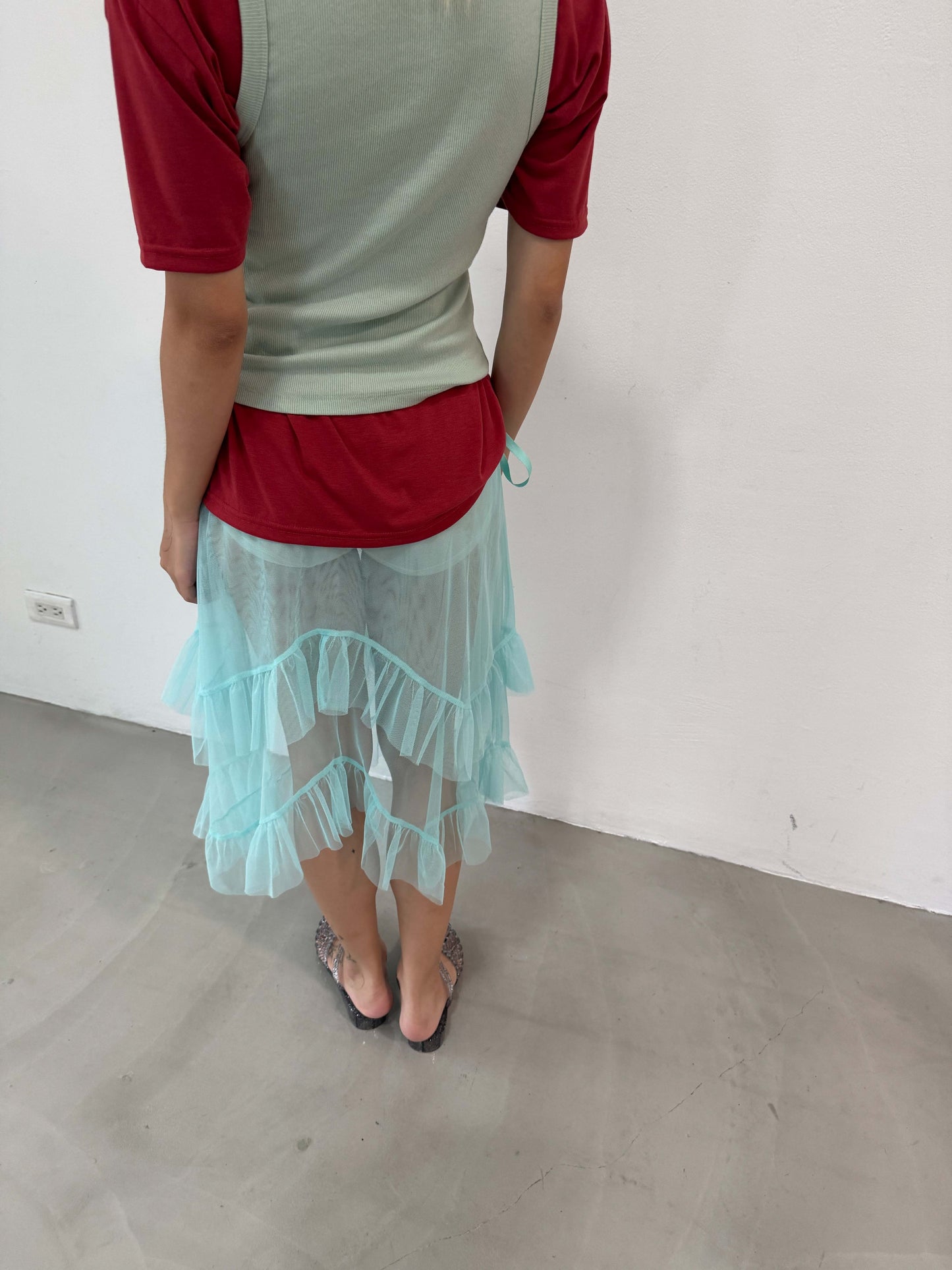Mint Veil Tiered Skirt