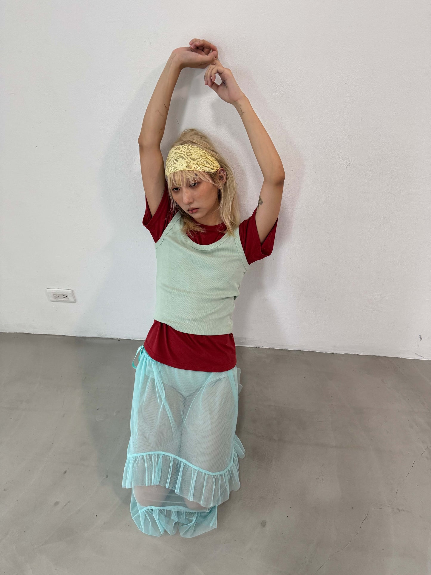 Mint Veil Tiered Skirt