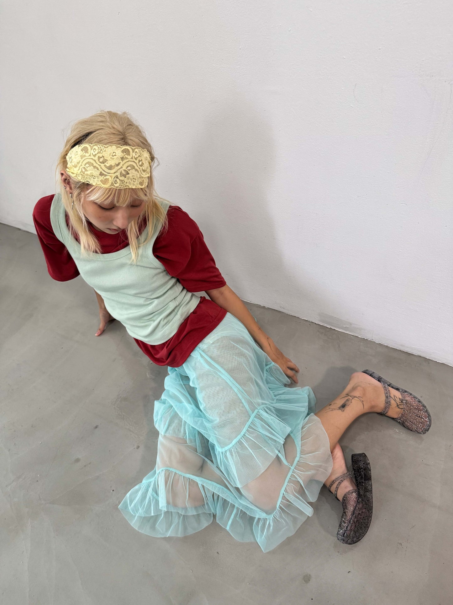 Mint Veil Tiered Skirt