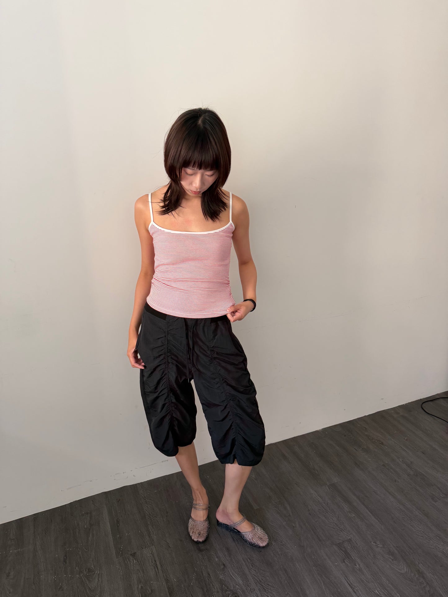 Thin-shouldered striped bra top