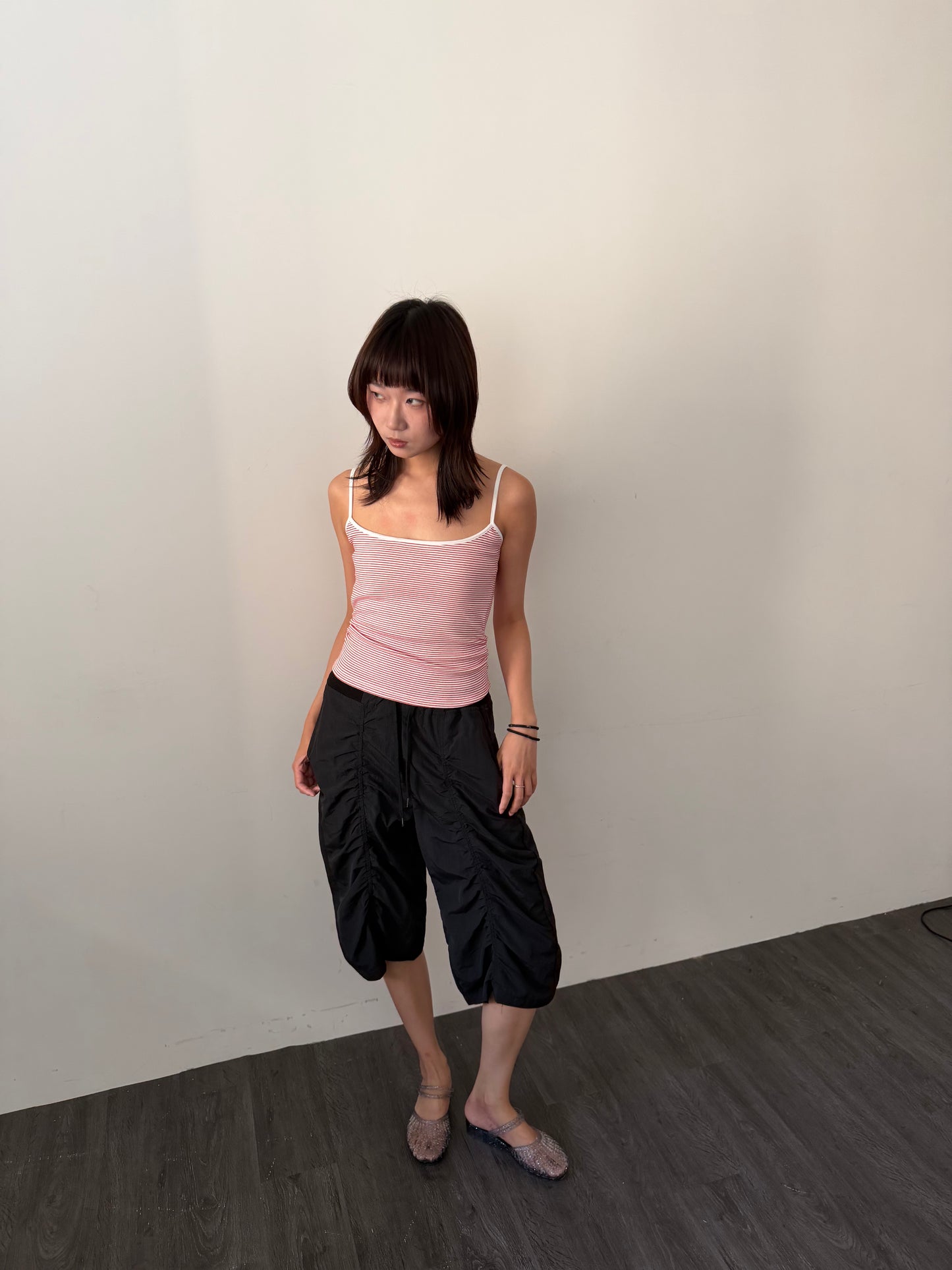 Thin-shouldered striped bra top