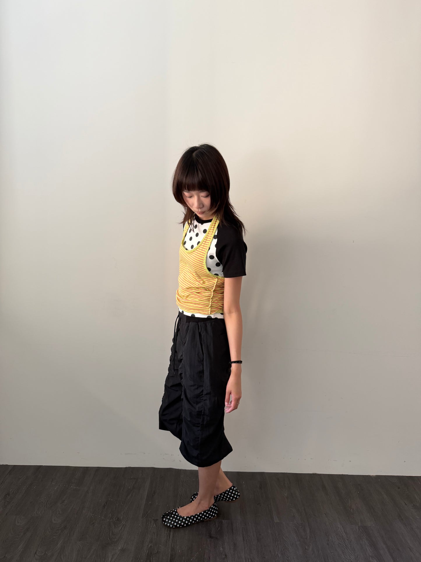 Large Polka Dot Patchwork Sleeve T-shirt