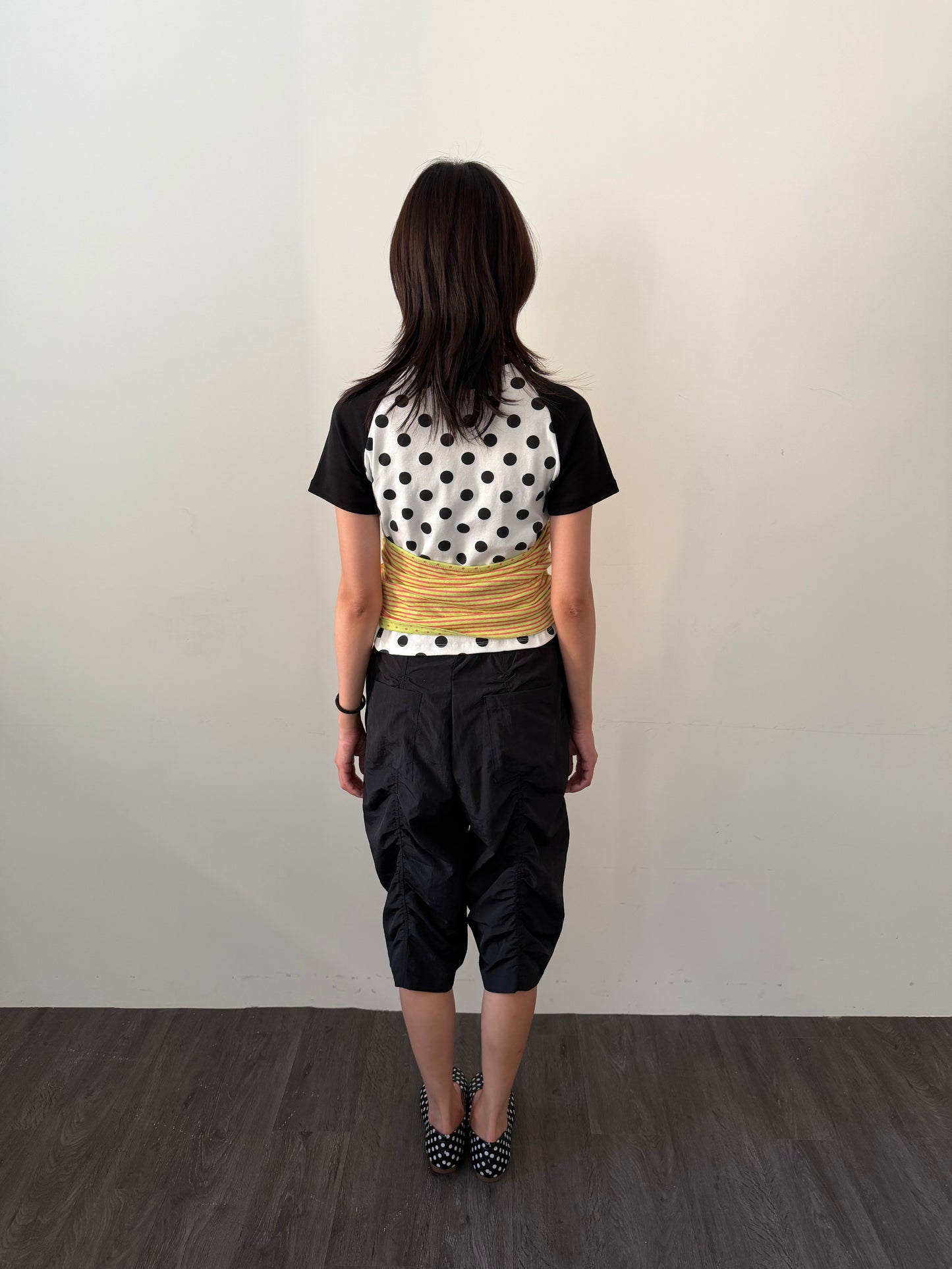 Large Polka Dot Patchwork Sleeve T-shirt