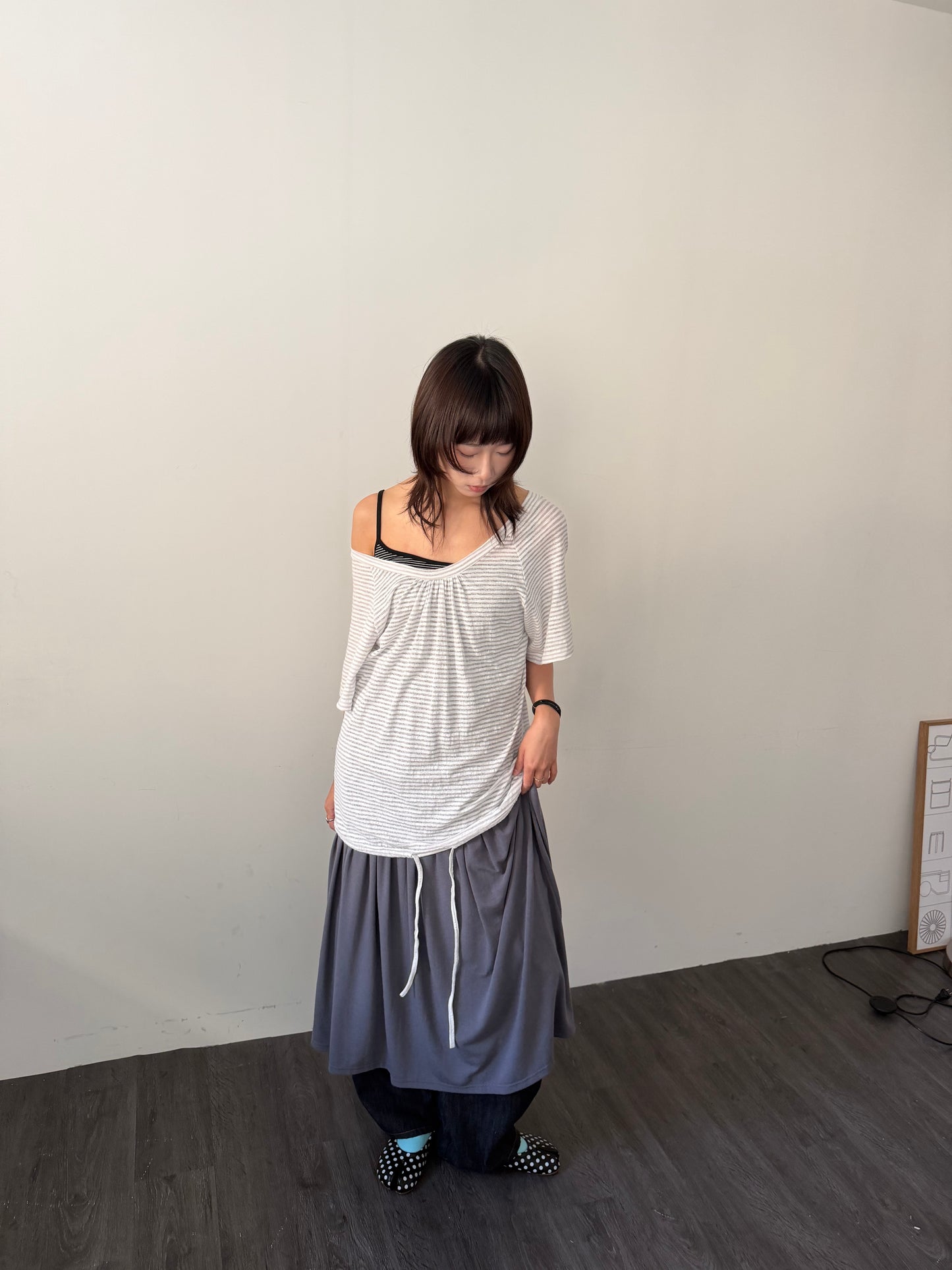 Loose striped long top