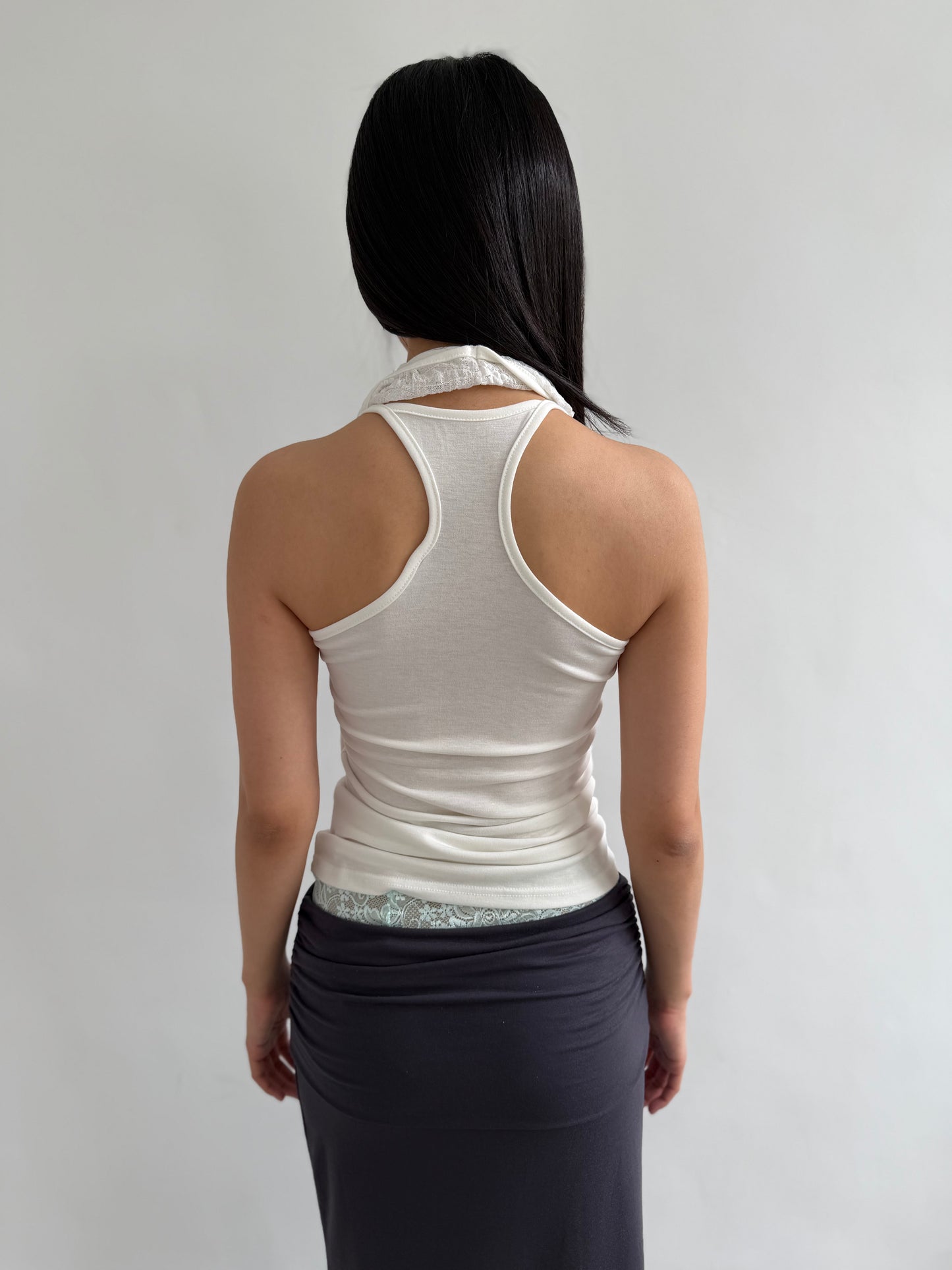 Lace Cowl Neck Tank Top