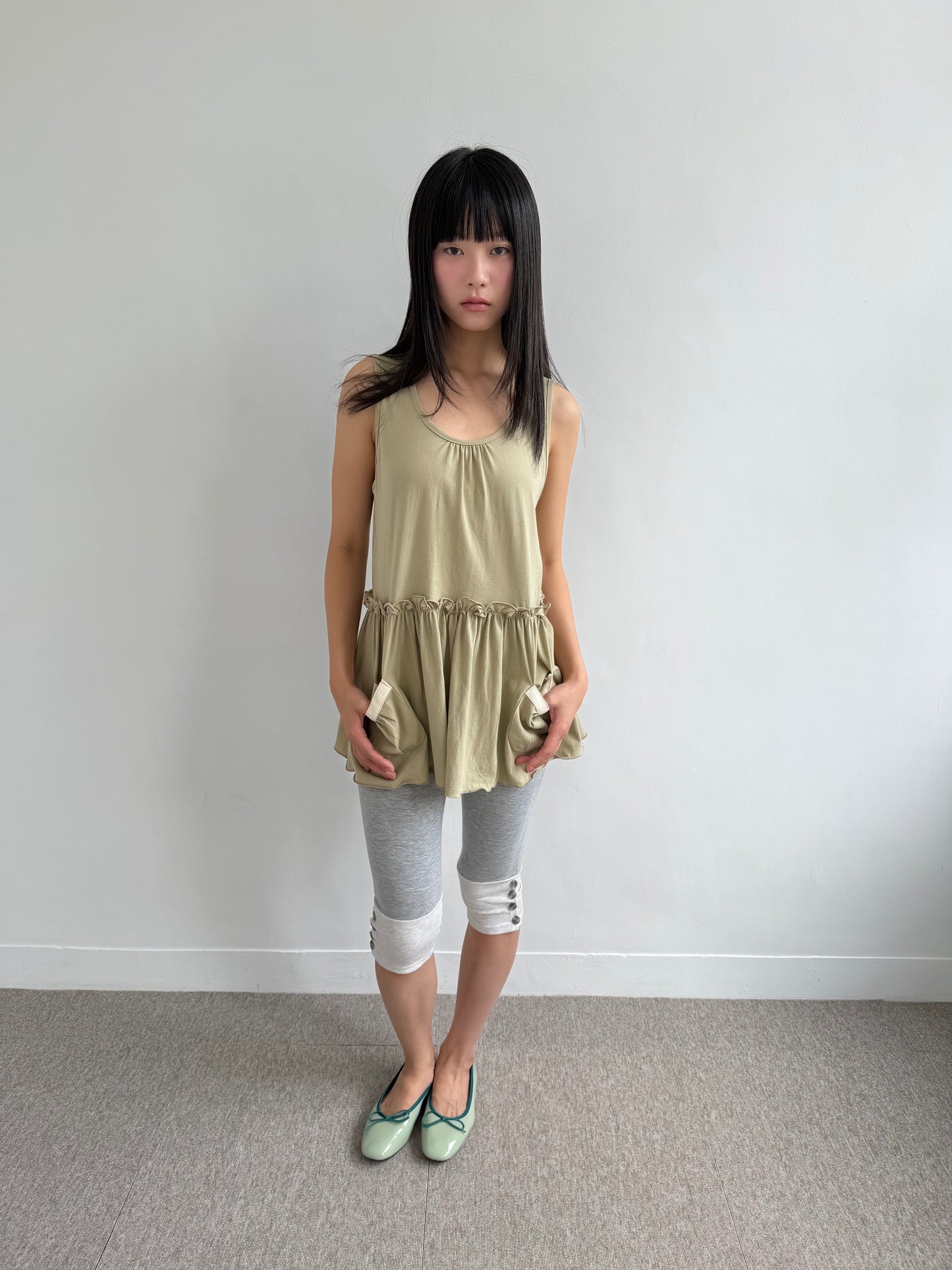 Lace-pocket pinafore dress