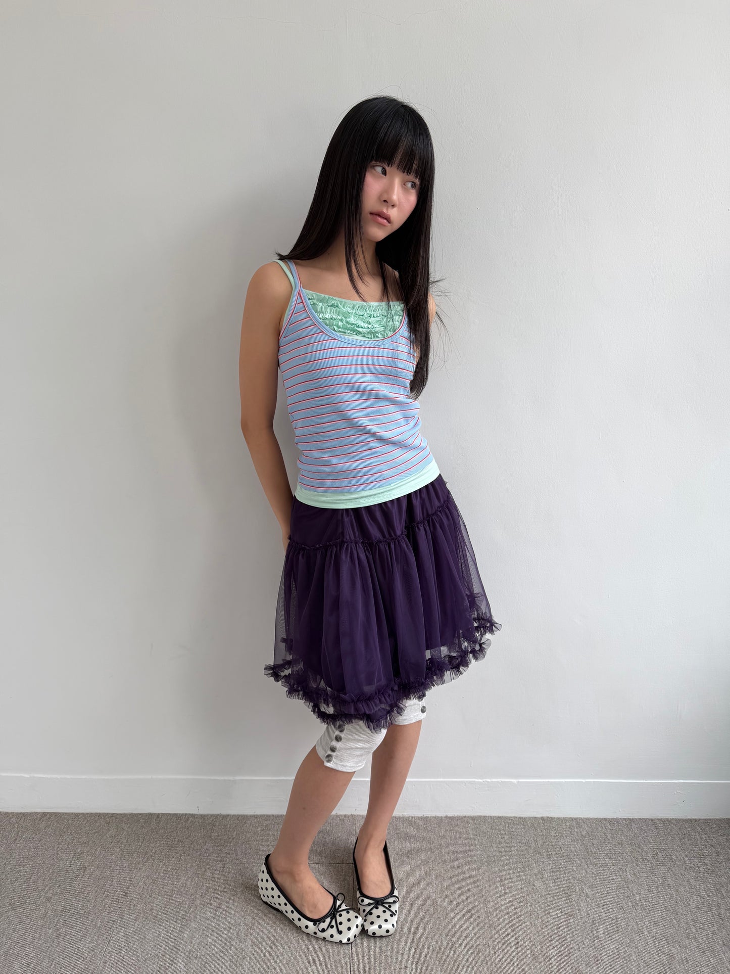 Puffy lace-trimmed mini skirt